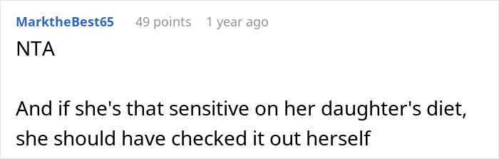 Comment discussing niece's diet and parental responsibility. Comment discussing niece's diet and parental responsibility.