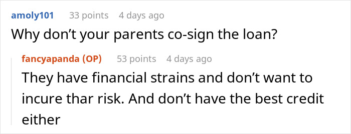 Social media thread discussing financial protection and family disagreements. Social media thread discussing financial protection and family disagreements.