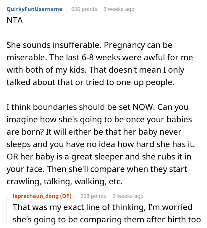 Reddit comment discussing setting boundaries with a pregnant friend who complains often. Reddit comment discussing setting boundaries with a pregnant friend who complains often.