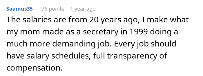 Reddit comment about outdated salaries and the need for transparent job expectations and compensation. Reddit comment about outdated salaries and the need for transparent job expectations and compensation.
