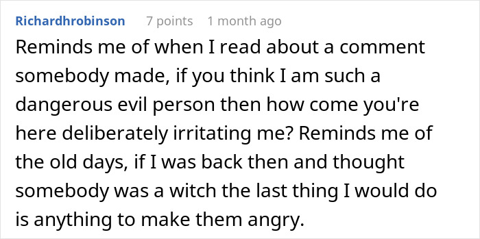 Comment about mask-wearing and petty revenge, comparing modern irritation to historical superstition. Comment about mask-wearing and petty revenge, comparing modern irritation to historical superstition.