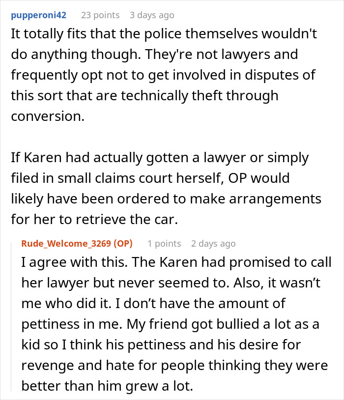 Comment thread discussing consequences of unauthorized driveway parking. Comment thread discussing consequences of unauthorized driveway parking.