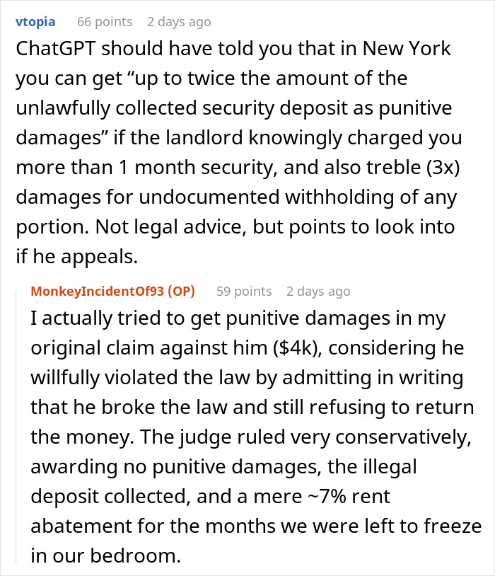 ChatGPT assists tenant in legal dispute over landlord's unlawful security deposit charges in court conversation. ChatGPT assists tenant in legal dispute over landlord's unlawful security deposit charges in court conversation.