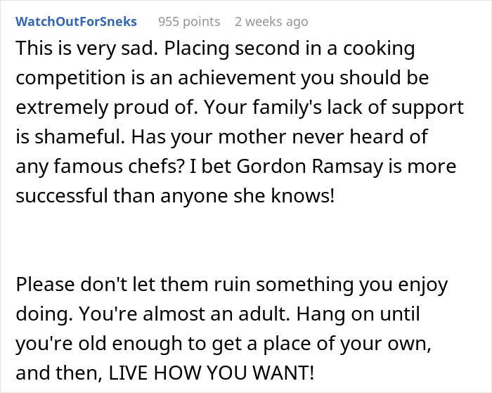 Mom Disappointed Daughter Thinks Winning Cooking Contest Is An Achievement Mom Disappointed Daughter Thinks Winning Cooking Contest Is An Achievement