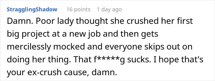 Text from online comment about HR Director's mental breakdown. Text from online comment about HR Director's mental breakdown.