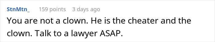 Comment addressing affair involving neighbour's daughter and husband, suggesting legal action. Comment addressing affair involving neighbour's daughter and husband, suggesting legal action.