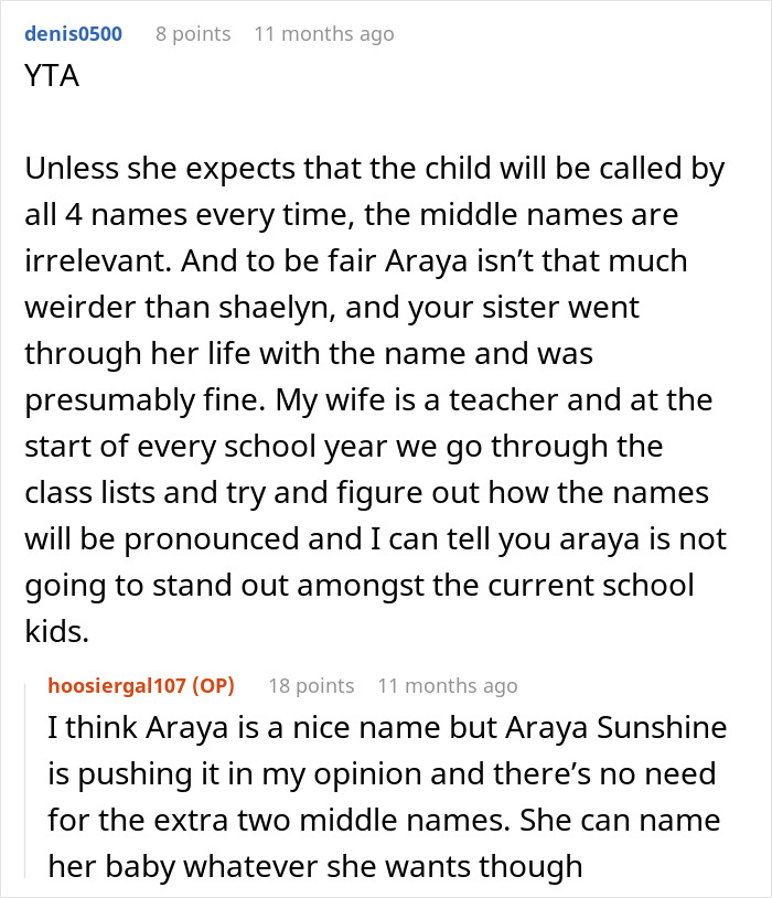 “AITA For Telling My Sister That Her Baby Name Is Weird?” “AITA For Telling My Sister That Her Baby Name Is Weird?”