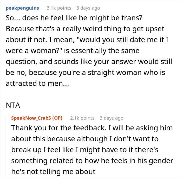 Online discussion about refusing dating someone who might be trans, with comments and feedback. Online discussion about refusing dating someone who might be trans, with comments and feedback.