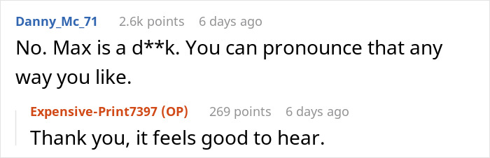 Online comment exchange with judgmental tone about pronunciation, resulting in a supportive response. Online comment exchange with judgmental tone about pronunciation, resulting in a supportive response.