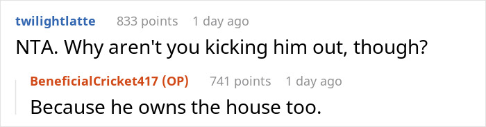 Reddit comments discussing husband's affair baby and living arrangements. Reddit comments discussing husband's affair baby and living arrangements.