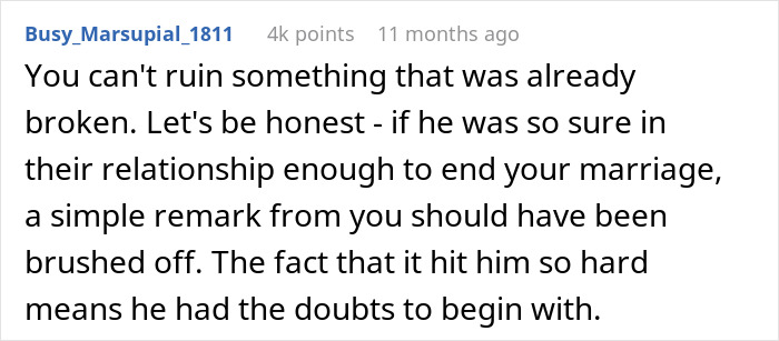 Text discussing ex-husband’s regrets, reflecting on past doubts in a 17-year marriage. Text discussing ex-husband’s regrets, reflecting on past doubts in a 17-year marriage.