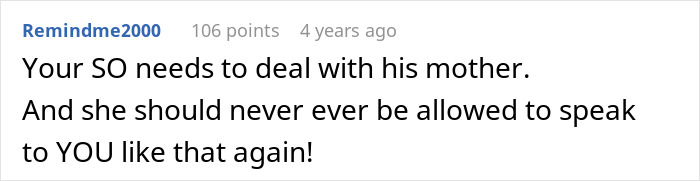 Text comment about MIL visiting unannounced, advising partner to handle the situation better. Text comment about MIL visiting unannounced, advising partner to handle the situation better.