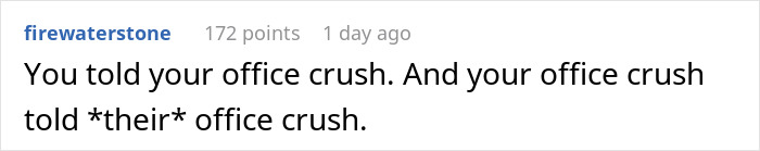 Reddit comment about an office crush chain reaction related to an HR Director's mental breakdown. Reddit comment about an office crush chain reaction related to an HR Director's mental breakdown.