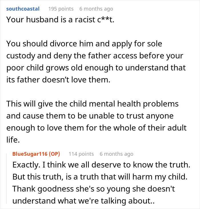 Text exchange discussing a husband's inability to connect with his child, mentioning racism and mental health concerns. Text exchange discussing a husband's inability to connect with his child, mentioning racism and mental health concerns.