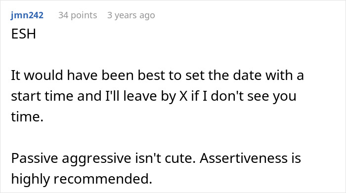 Comment on punctuality advice for a friend-always-late situation, suggesting assertiveness over passive-aggressiveness. Comment on punctuality advice for a friend-always-late situation, suggesting assertiveness over passive-aggressiveness.