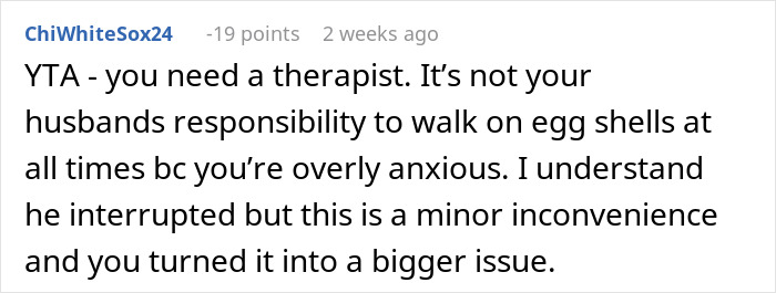Comment on husband interrupting woman during job test, advising on managing anxiety. Comment on husband interrupting woman during job test, advising on managing anxiety.