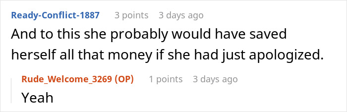 Reddit discussion on Karen parking in driveways, with comments about the consequences of a lack of apology. Reddit discussion on Karen parking in driveways, with comments about the consequences of a lack of apology.