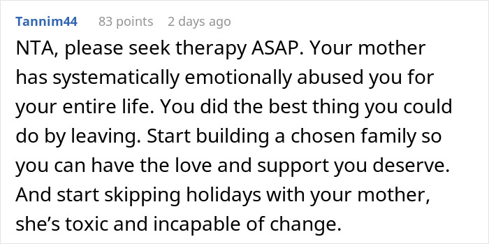 Online comment advising someone to leave an emotionally abusive family environment. Online comment advising someone to leave an emotionally abusive family environment.