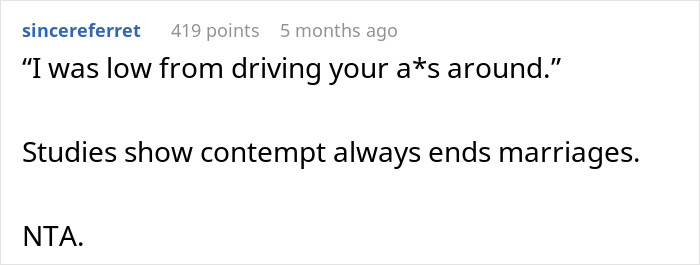 Reddit comment on defensive husband leaving wife during surgery, discussing relationship dynamics. Reddit comment on defensive husband leaving wife during surgery, discussing relationship dynamics.