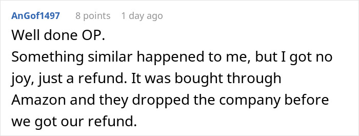 Reddit comment discussing a similar experience with a stuck delivery and a refund. Reddit comment discussing a similar experience with a stuck delivery and a refund.