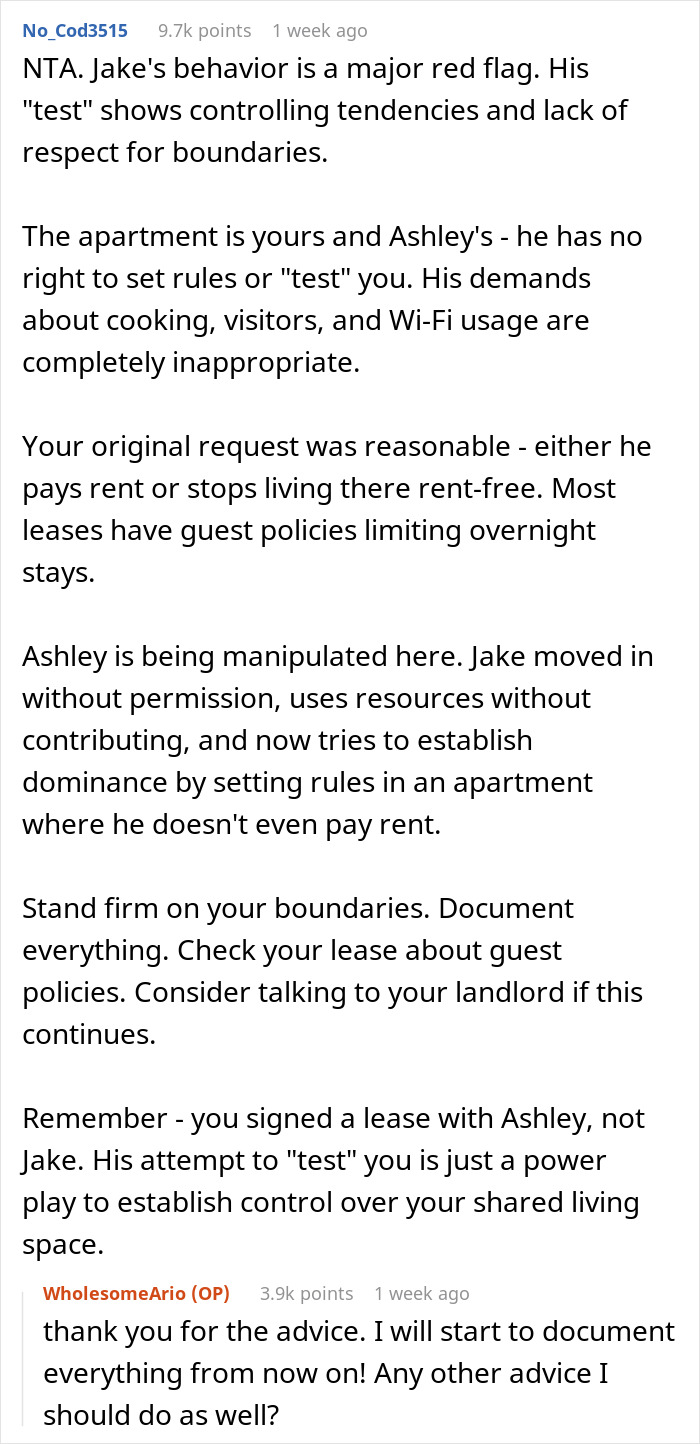 Text exchange on boundaries with roommate’s controlling boyfriend trying to move in and set rules. Text exchange on boundaries with roommate’s controlling boyfriend trying to move in and set rules.