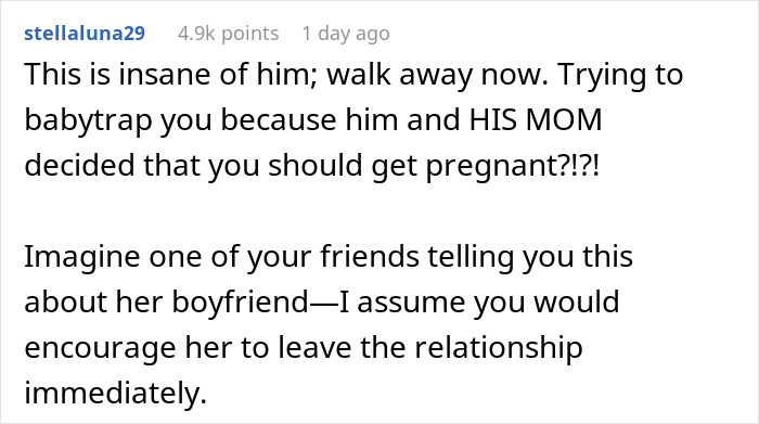 Text image discussing a situation where a boyfriend hides birth control, urging someone to leave the relationship immediately. Text image discussing a situation where a boyfriend hides birth control, urging someone to leave the relationship immediately.