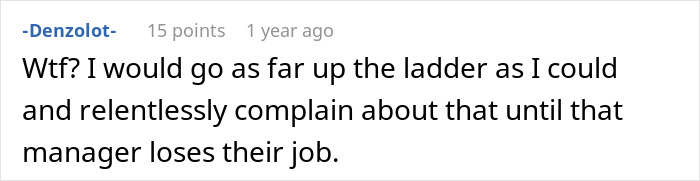 Comment expressing frustration over reduced employee hours for motorcycle purchase. Comment expressing frustration over reduced employee hours for motorcycle purchase.