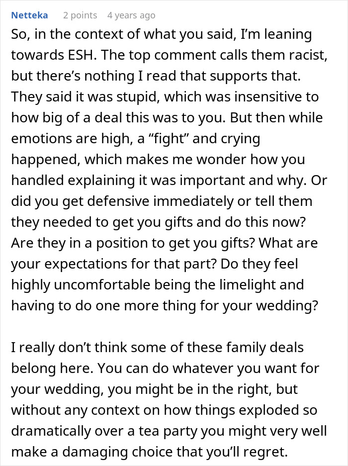 Text discussing a bride banning parents from wedding due to mocking her fiancé’s tradition. Text discussing a bride banning parents from wedding due to mocking her fiancé’s tradition.