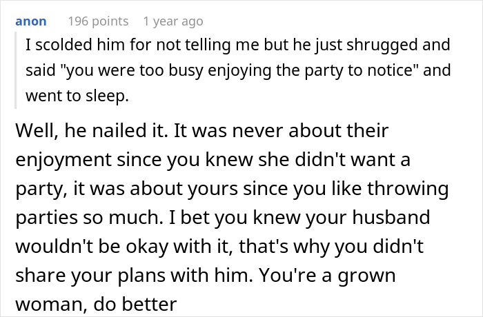 Comment discussing upset woman over stepdaughter running away from party. Comment discussing upset woman over stepdaughter running away from party.