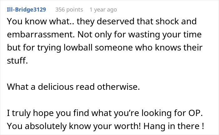 Online post responding to a surprising job interview experience about candidate expectations and salary. Online post responding to a surprising job interview experience about candidate expectations and salary.