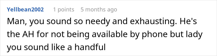 Comment discussing husband's defensiveness after leaving wife during surgery. Comment discussing husband's defensiveness after leaving wife during surgery.