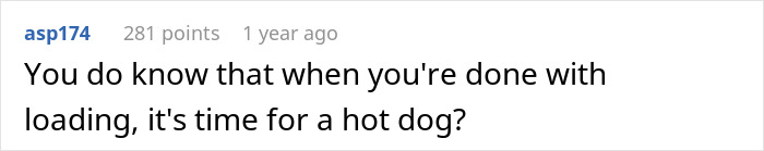 Comment about a hot dog after slow grocery loading at Costco showdown. Comment about a hot dog after slow grocery loading at Costco showdown.