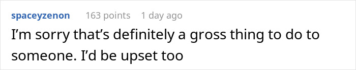 Text comment discussing a gross fiance house prank. Text comment discussing a gross fiance house prank.