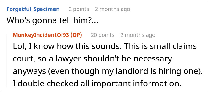 Reddit comment about landlord and small claims court. Reddit comment about landlord and small claims court.