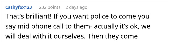 Comment discussing illegal parking and dealing with it without police. Comment discussing illegal parking and dealing with it without police.