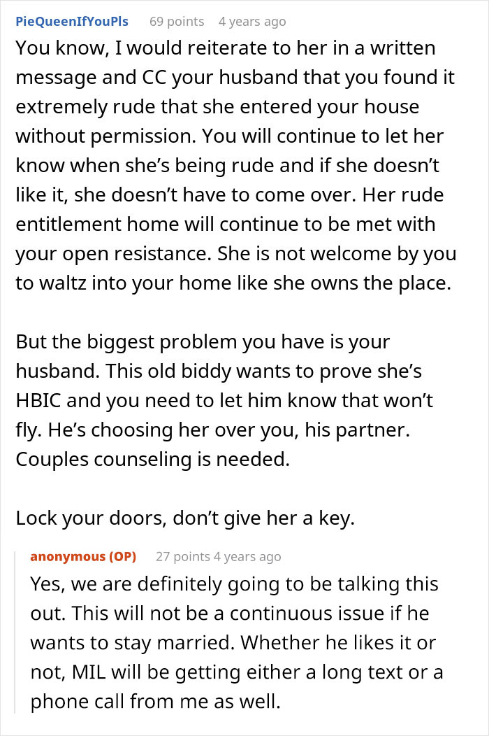 Reddit advice on handling MIL visiting unannounced, suggesting communication and boundaries. Reddit advice on handling MIL visiting unannounced, suggesting communication and boundaries.