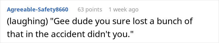 Comment about accident humor in an online discussion. Comment about accident humor in an online discussion.