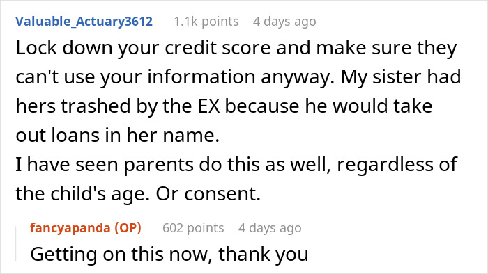 Reddit thread discussing financial protection; advice on securing credit score and personal information. Reddit thread discussing financial protection; advice on securing credit score and personal information.