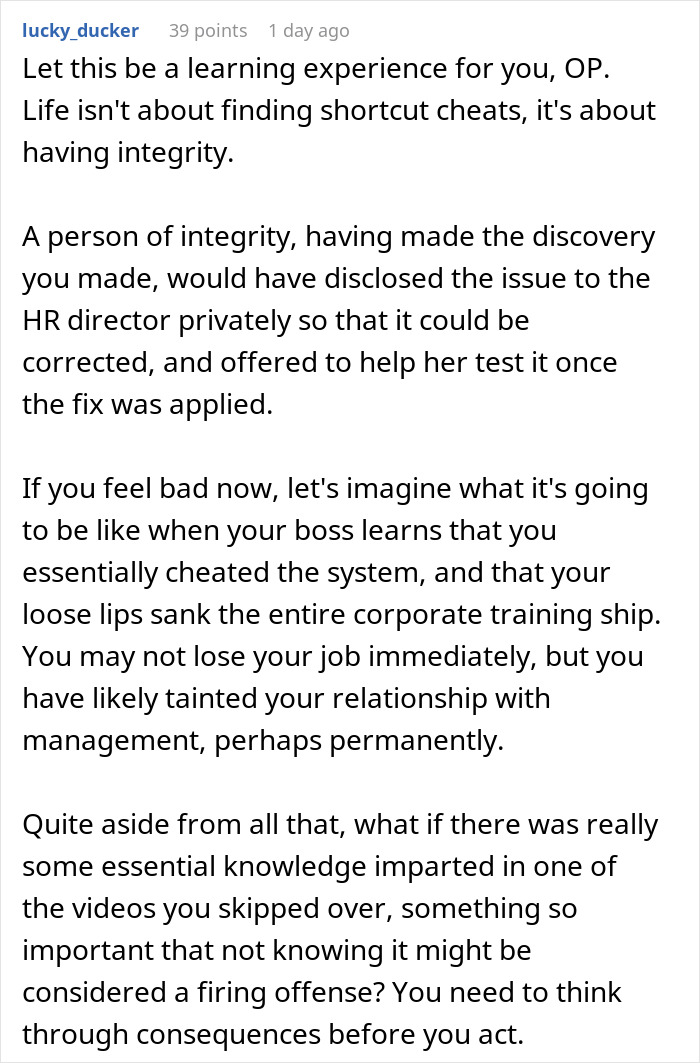 A Reddit comment on HR director's mental breakdown aftermath and integrity. A Reddit comment on HR director's mental breakdown aftermath and integrity.