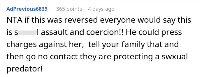 Comment discussing serious relationship issues and potential legal actions. Comment discussing serious relationship issues and potential legal actions.