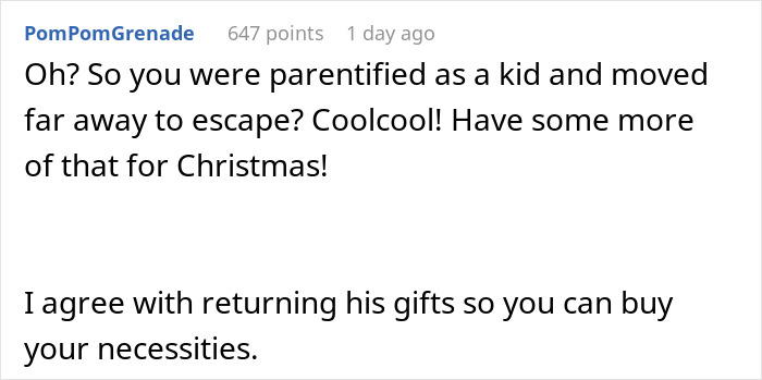 Comments discussing a man's surprise gift, suggesting returning it for necessities. Comments discussing a man's surprise gift, suggesting returning it for necessities.