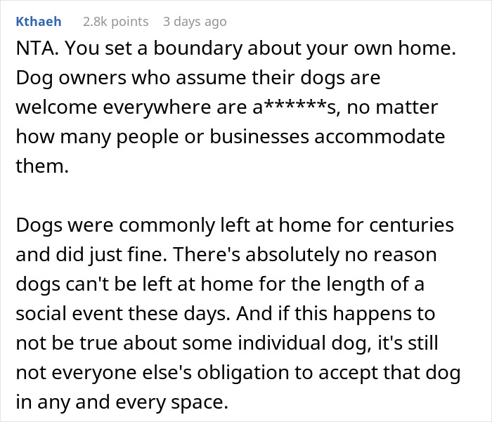 Text exchange about dog owners' boundaries for Thanksgiving party. Text exchange about dog owners' boundaries for Thanksgiving party.