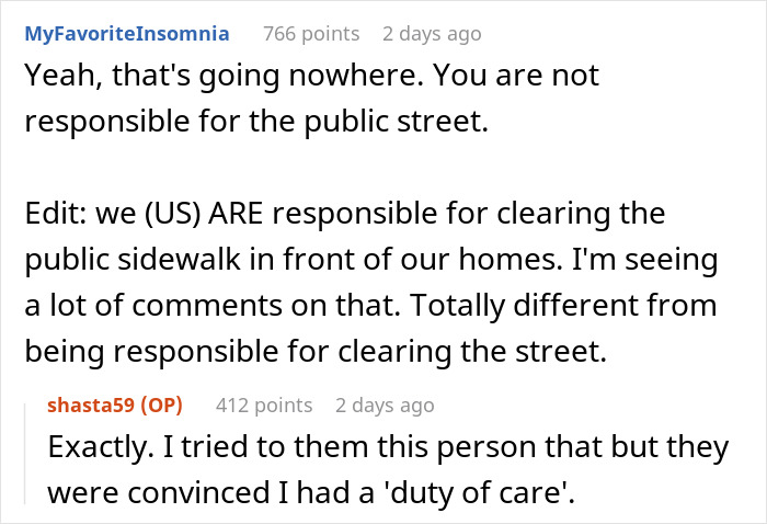 Forum discussion about snow shoveling responsibilities, focusing on neighbor disputes and legal duty. Forum discussion about snow shoveling responsibilities, focusing on neighbor disputes and legal duty.