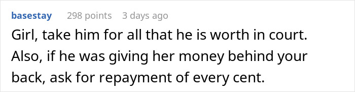 Screenshot of a comment advising legal action over a neighbour-daughter-husband affair situation. Screenshot of a comment advising legal action over a neighbour-daughter-husband affair situation.