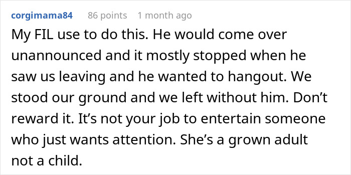 Text from an online user about handling an unannounced visit from a stranger. Text from an online user about handling an unannounced visit from a stranger.