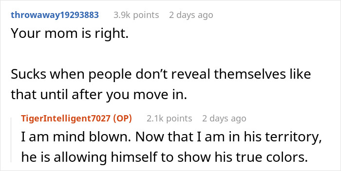 Reddit conversation about discovering boyfriend's dark side after moving in together. Reddit conversation about discovering boyfriend's dark side after moving in together.