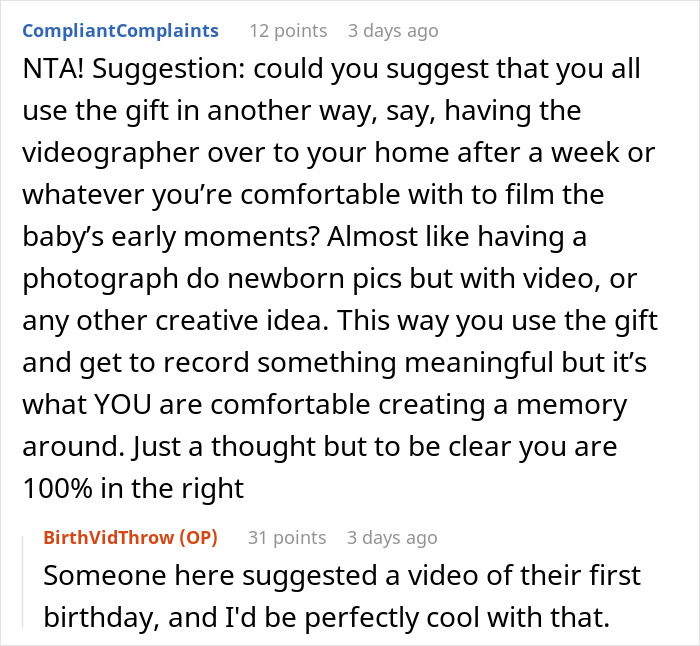 Suggestions on using a gift in a comfortable way, involving baby's early moments, discussed in a comment thread. Suggestions on using a gift in a comfortable way, involving baby's early moments, discussed in a comment thread.