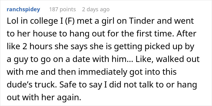 Text exchange about a girl leaving with a guy after meeting someone on a dating app. Text exchange about a girl leaving with a guy after meeting someone on a dating app.