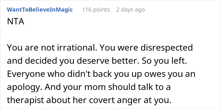 Text expressing support for someone leaving Thanksgiving dinner over a family disagreement. Text expressing support for someone leaving Thanksgiving dinner over a family disagreement.