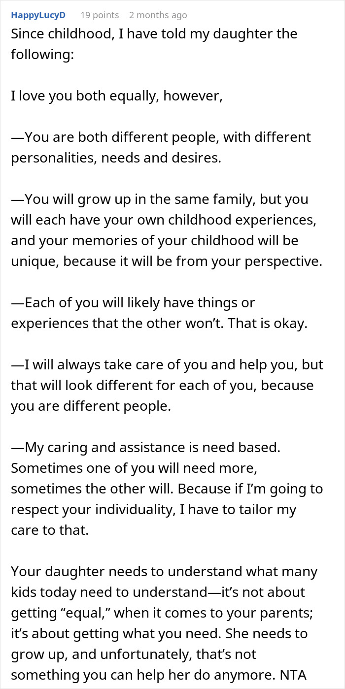 Text message about financial issues between siblings and parental support. Text message about financial issues between siblings and parental support.